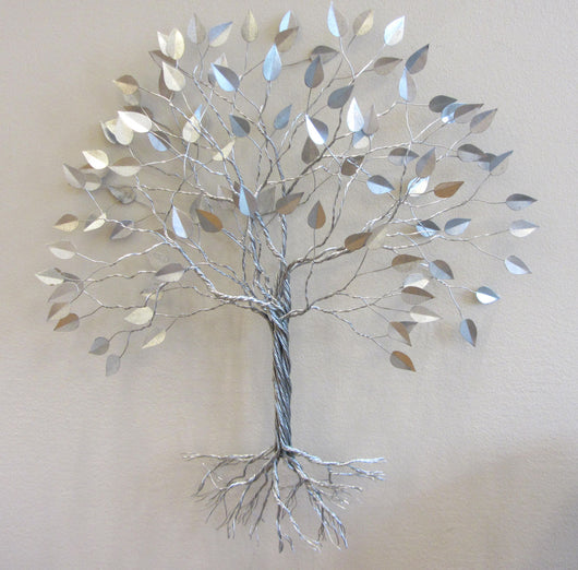 Copy of Silver Twisted Tree with Multi Colored Leaves