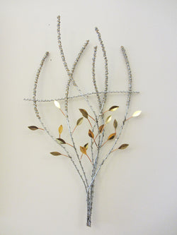 Silver Wavy Grass with Gold Leaves