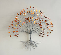 Twisted Silver Tree with Copper Leaves