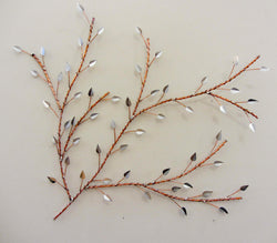 Winding Copper Branch Silver Leaves