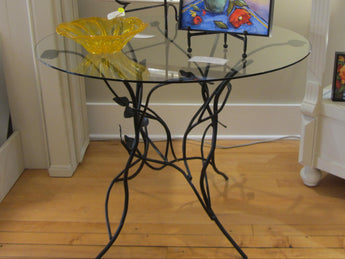 Handmade Metal Twig Base/Round Glass Coffee Table