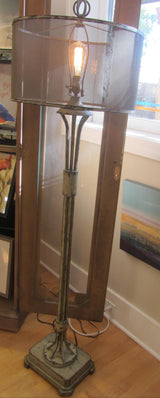 Uttermost steampunk floor lamp in aged verdigri