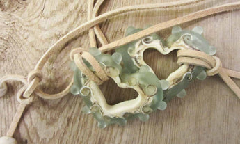 Beach Love Glass Heart Pendant