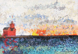 Big Red Lighthouse Impressionistic Horizontal