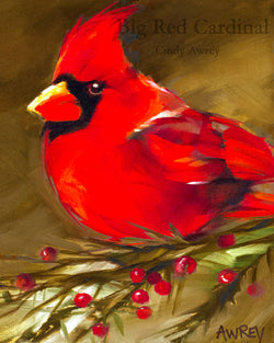 'Big Red' Cardinal Giclee Left Facing