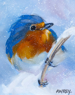 Blue Bird in Snow Giclee