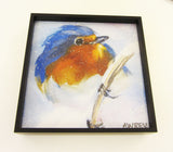 Blue Bird in Snow Framed Giclee