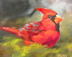 Nestled Red Cardinal Oil Painting