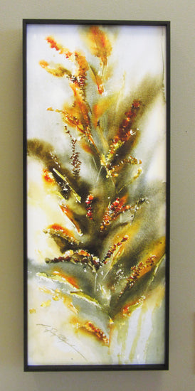 Berries And Cat Tails Canvas Giclee Framed