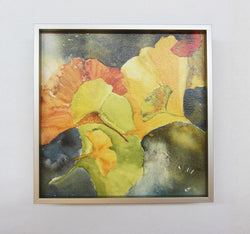 Evening Ginkgo Leaves Squared Three Framed Giclee