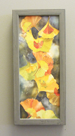 Evening Ginkgo Leaves Mini Canvas Giclee Framed