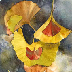 Evening Ginkgo Leaves Squared Two Giclee