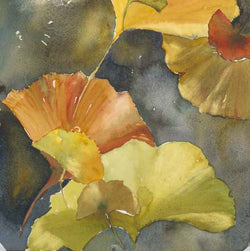 Evening Ginkgo Leaves Squared Four Giclee