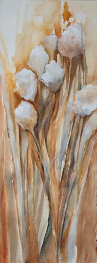 Fall Cotton Balls Watercolor Painting