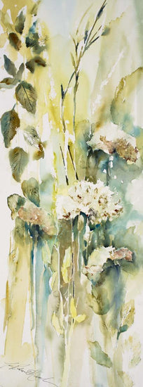 Hydrangeas And Leaves II Mini Canvas Giclee Framed