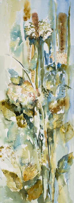 Hydrangeas And Leaves I Mini Canvas Giclee Framed