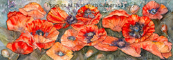 Poppies at Dusk with Calligraphy Giclee