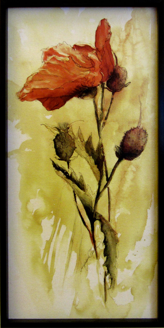 Solo Poppy Giclee Framed 'Canvas With Contemporary Black'