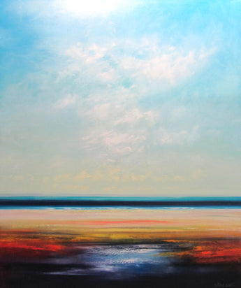 Color Band Lake Oil Painting