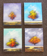 Miniature Colorful Tree Oil Painting