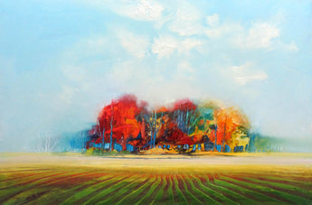 Sculpted Trees In Blue Oil Painting