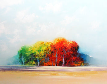 Sculpted Trees In Fall Oil Painting