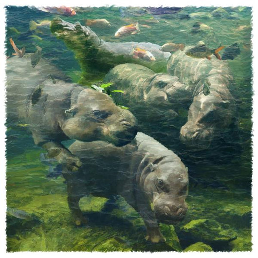 Water Ballet Hippos Giclee
