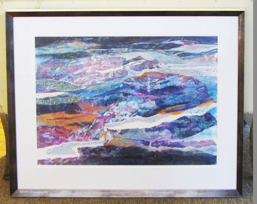 Violet Seas Framed Watercolor Collage