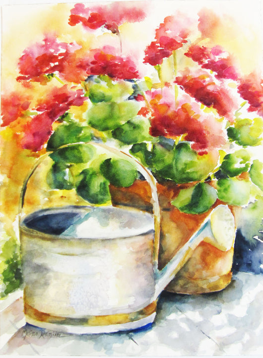 Just Watered Watercolor Painting