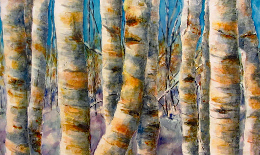 Winter Birches Watercolor Painting