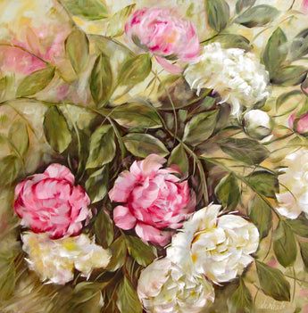 Cascading Peony Garden Oil Painting