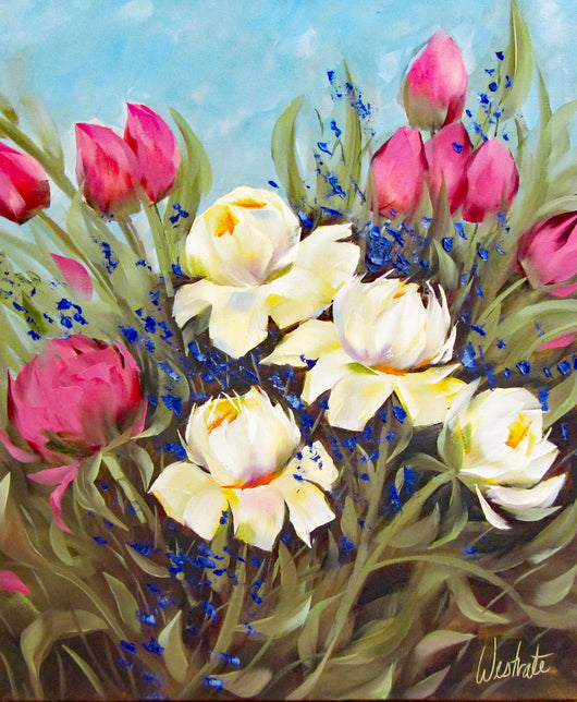 Precious Pink Tulips Oil Painting