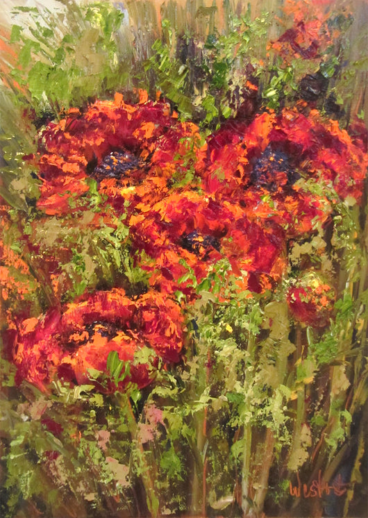 Seeking Poppies Oil Painting