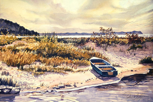 The Lone Green Boat Giclee