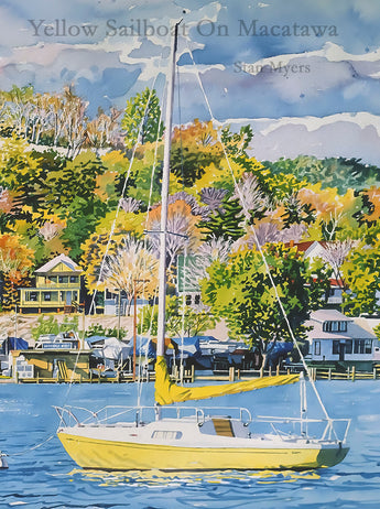 Yellow Sailboat On Macatawa Giclee