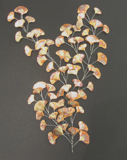 Cascading Copper Ginkgo Leaves Wall Sculpture