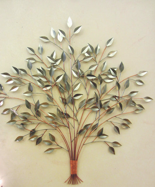 Full And Fresh Copper and Silver Tree Wall Sculpture