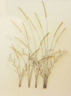 Silver Grass Wrapped with Gold and Copper Stems and Seed Buds