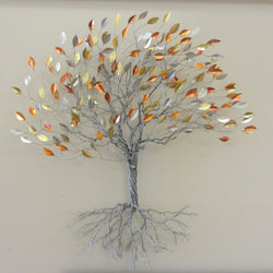 Silver Twisted Tree with Multi Colored Leaves
