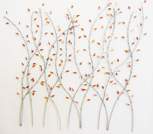 VInes Intertwined Copper Leaves Metal Wall Sculpture