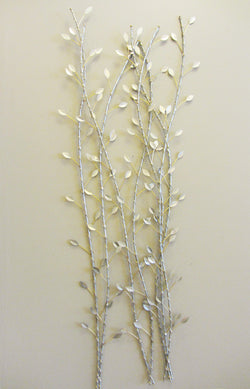 Vines Intertwined Silver Leaves Metal Wall Sculpture