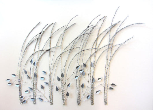 Wire Wrapped Silver Grass with Silver Leaves